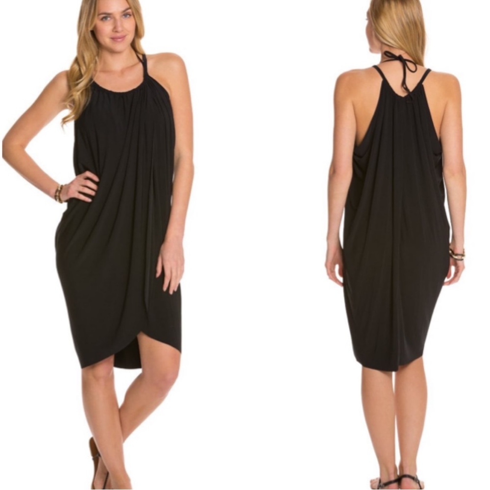 Magicsuit by Miraclesuit Medium Black Draped Cover Up Swim Dress Resort Vacation